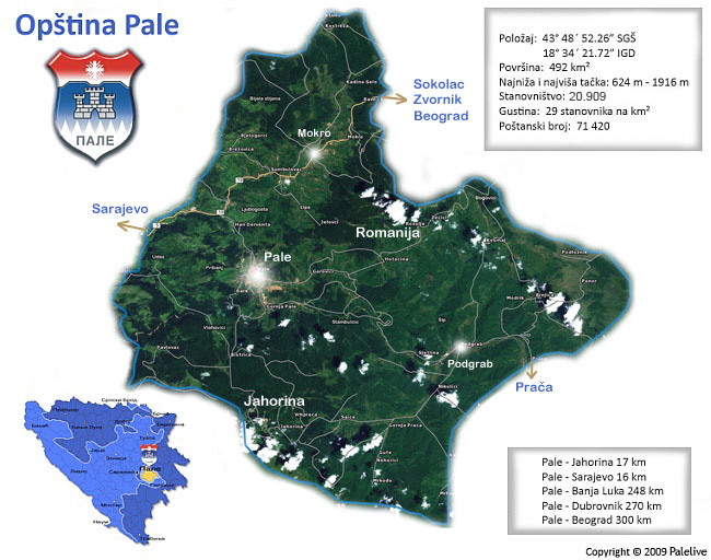 Mapa opštine Pale