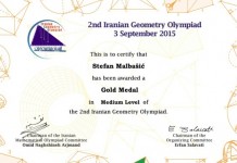 Stefan Malbašić osvojio zlatnu medalju na Iranskoj geometrijskoj olimpijadi