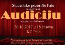 Audicija za prijem novih članova Studentskog pozorišta Pale