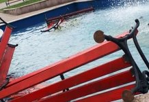 Polomljene klupe i bačene u fontanu