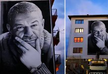 Oslikan mural sa likom Nebojše Glogovca