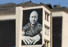 Oslikan mural sa likom Pavla Ninkovića