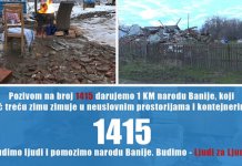 Pozivom na 1415 pomozimo narodu na Baniji