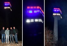 Свјетионик на Требевићу у бојама заставе Српске