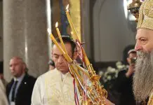 Патријарх Порфирије служи литургију у Храму Христа Спаситеља