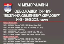 6. Меморијални одбојкашки турнир „Веселинка Слијепчевић Обрадовић“ 24. и 25. августа у Палама