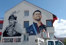 Осликан мурал Новака Ђоковића