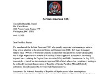 Српско-амерички ПАК писао Трампу, забринути због политичког прогона предсједника Српске