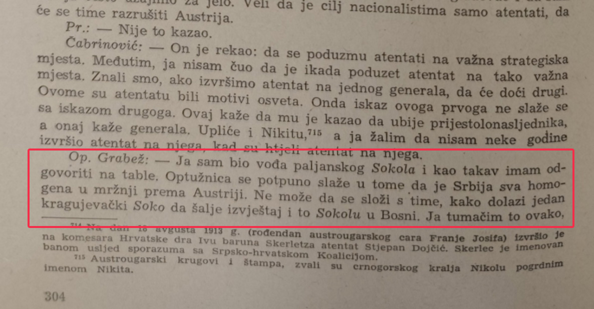 Стенограм са суђења 1914. године у књизи Војислава Богићевића.