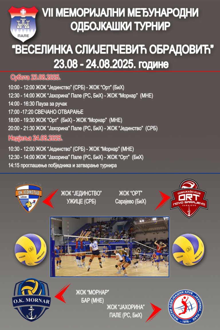 7. Меморијални одбојкашки турнир „Веселинка Слијепчевић Обрадовић“ 23. и 24. августа у Палама