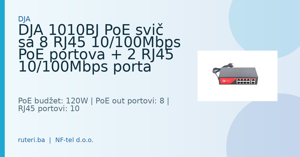 DJA 1010BJ PoE svič – 8× PoE + 2× RJ45