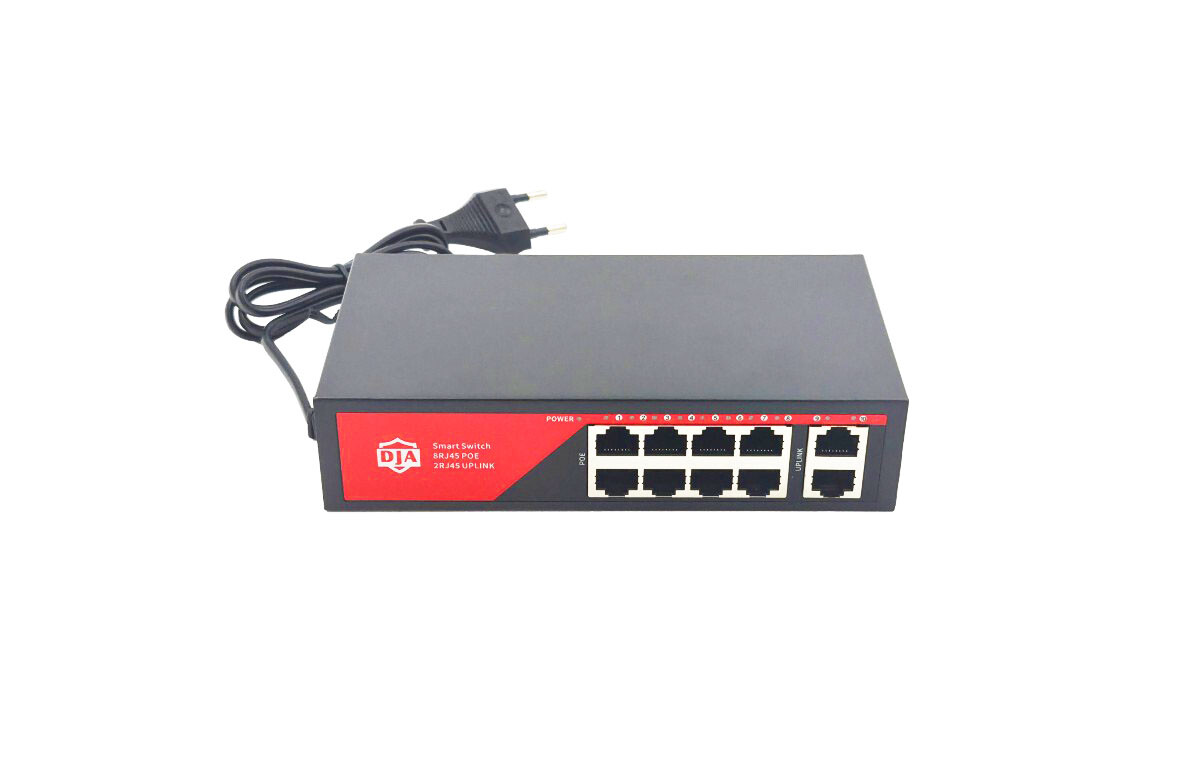 DJA 1010BJ PoE svič – 8× PoE + 2× RJ45