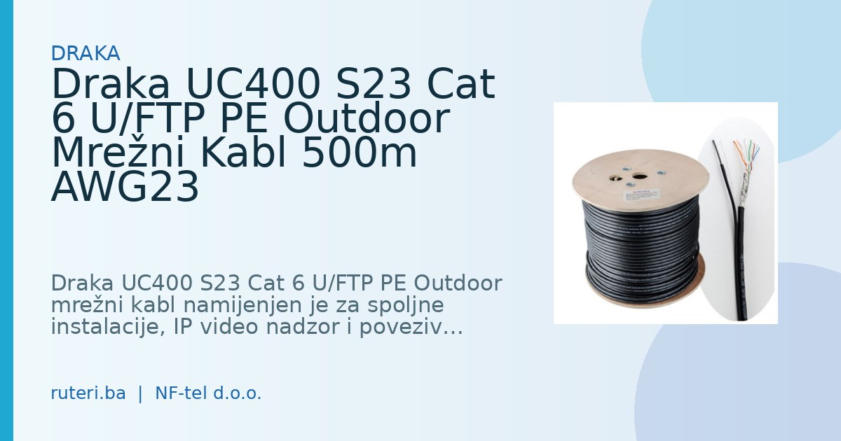 Draka UC400 S23 Cat 6 U/FTP PE Outdoor kabl 500m